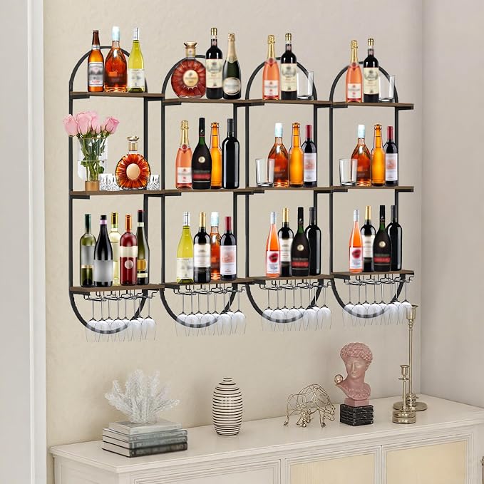Wall Mount Wine Rack, 3-Tier Metal Oval Design Wine Rack Wall Mounted, Wine - Image 7