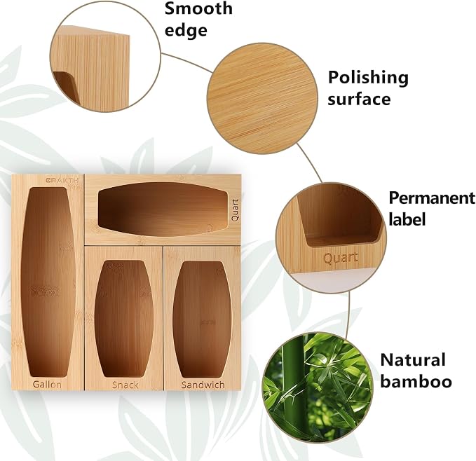 Bamboo Plastic Bag Storage Organizer - Image 6