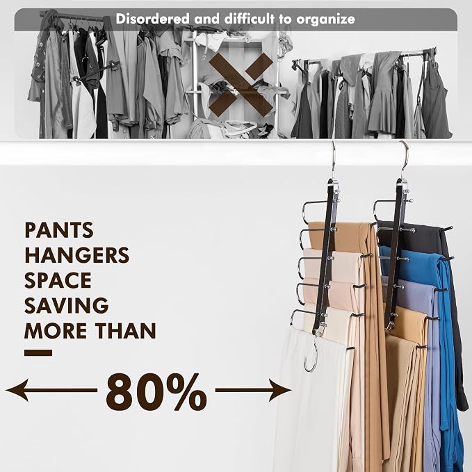 HOUSE DAY Pants Hangers Space Saving, Wood Jean Hangers - Image 3