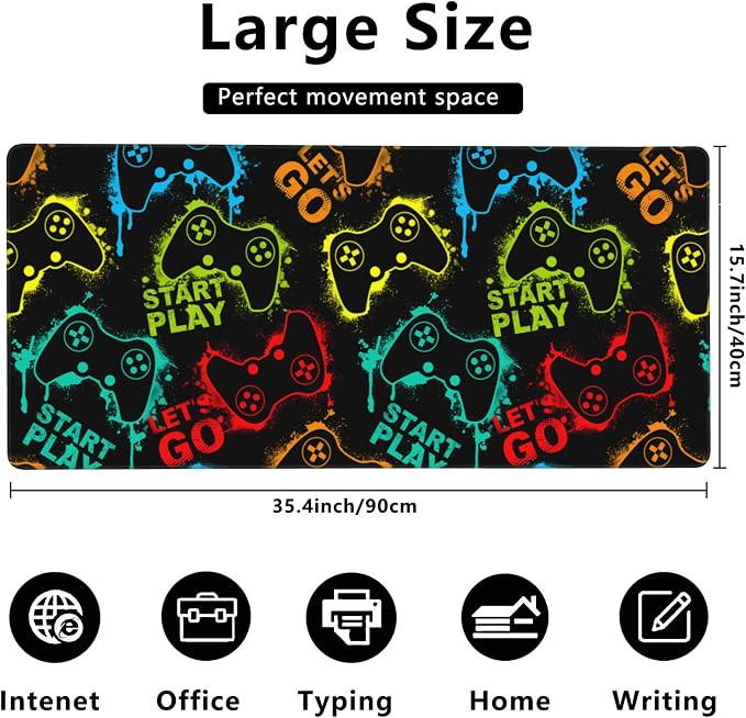 Desk Mat, Colourful Joystick Game Gaming Mouse Pad, XXL Extended Mouse Pad Mat - Image 3