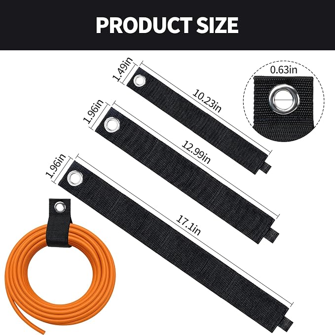 Heavy-Duty Extension Cord Holder 5-Pack, Three Sizes, Durable Nylon Cable - Image 2