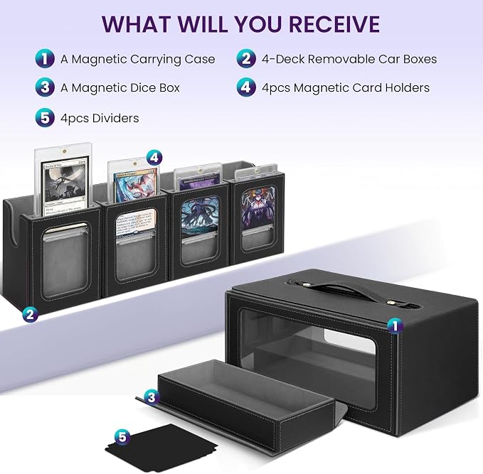 Trading Card Storage Box with Commander Display, Holds 400+ Double-Sleeved Cards - Image 6