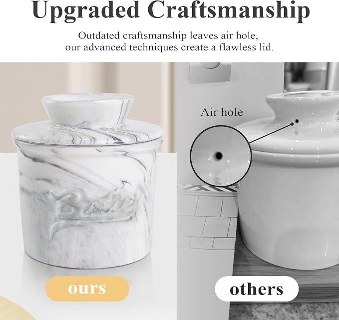 Ceramic Butter Crock with Lid & Spreader Knife, Butter Keeper - Image 3