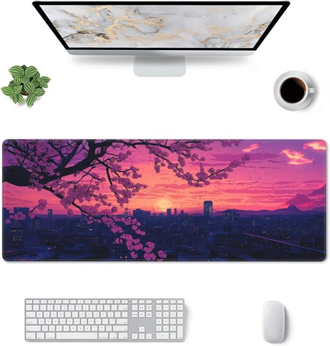 Sakura City Sunset Large Mouse Pad, Anime Style Gaming Desk Mat, XL Keyboard - Image 8