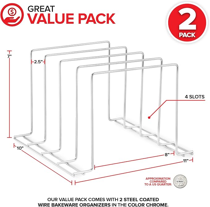 Stock Your Home Chrome Steel Baking Pan Organizer Rack - Image 2