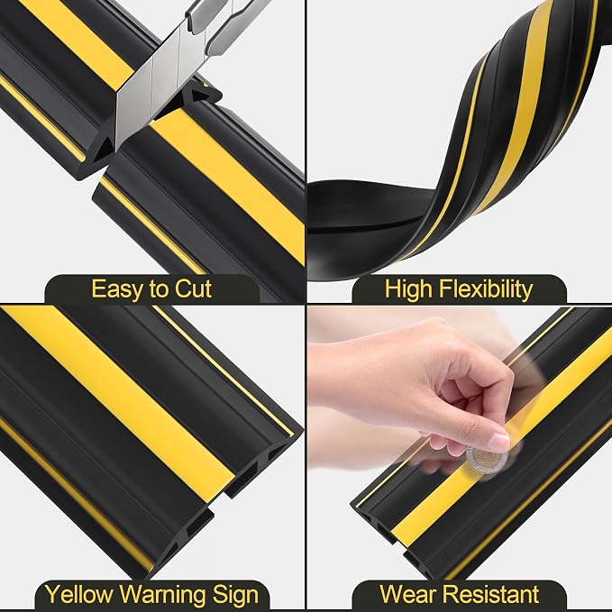 MYFAMIREA 20FT Floor Cord Cover Heavy Duty Cable Cover Protector 3 Channels - Image 4