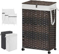 88L Slim Laundry Hamper with Wheels, 23.3 Gallon Rolling Laundry Basket with Lid by Hiagnete