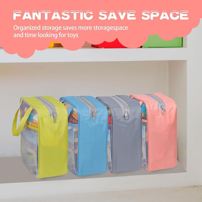 4 Pack Extra Large Mesh Toy Zipper Storage Bags, Magnetic Tiles Block Sets - Image 7