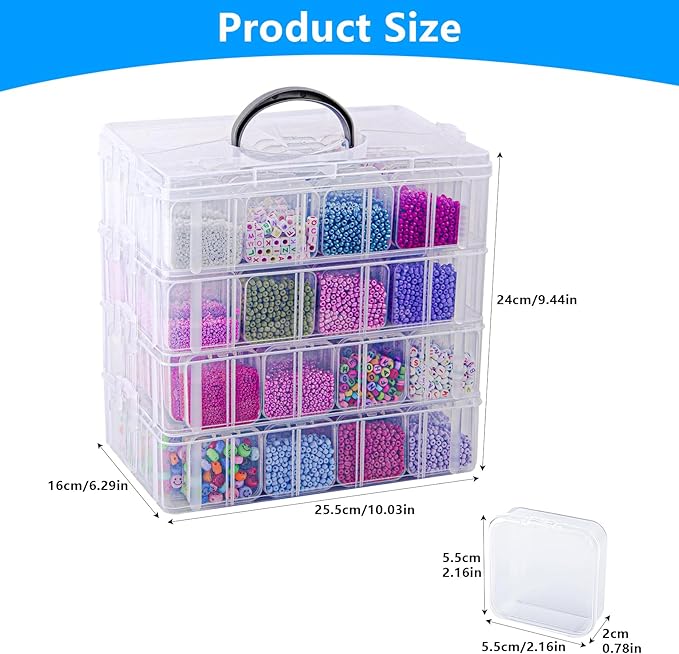 VTG Bead Organizer Box, 3-Tier Bead Storage Containers Portable Organizer and - Image 5