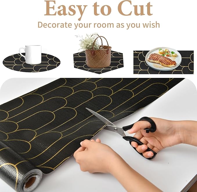 Shelf Liners for Kitchen Cabinets Drawer Liner 12in x 20FT Non Adhesive Black - Image 6