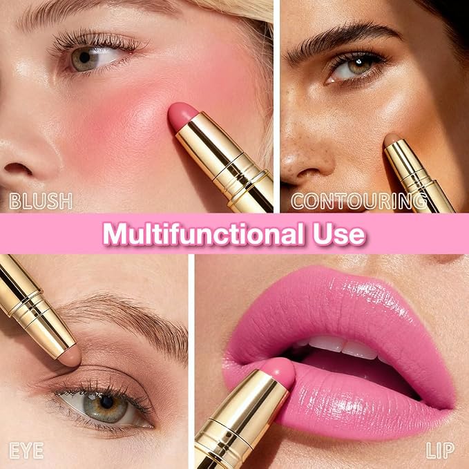 evpct 3Pcs 2In1 Blush Contour Multiuse Makeup Sticks Set, Ultra-Creamy Radiant - Image 4