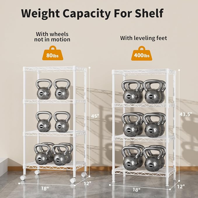 Small 4 Tier Shelves Storage Wire Shelving Unit Metal Shelf Adjustable - Image 7