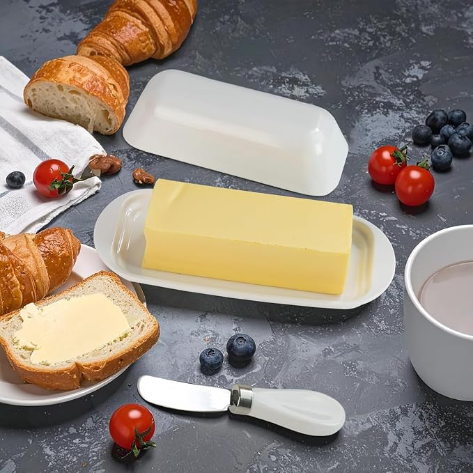 Butter Dish with Lid and Knife, Durable Countertop & Fridge Butter Keeper - Image 9