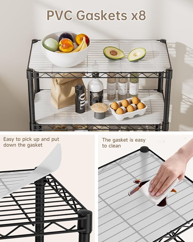 8 Tier Shelves Storage Shelf Wire Closet Bathroom Organizers Metal Pantry - Image 4