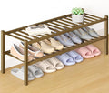 Smiry Bamboo Shoe Rack for Closet, 2 Tier Long Wooden Stackable Shoe Organizer by Smiry