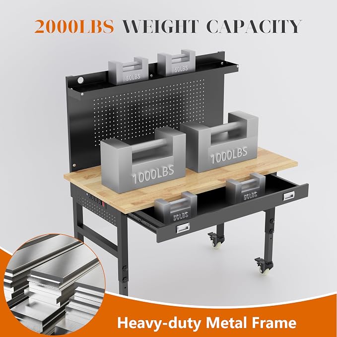 Betterhood 48" Heavy Duty Adjustable Workbench - Image 5