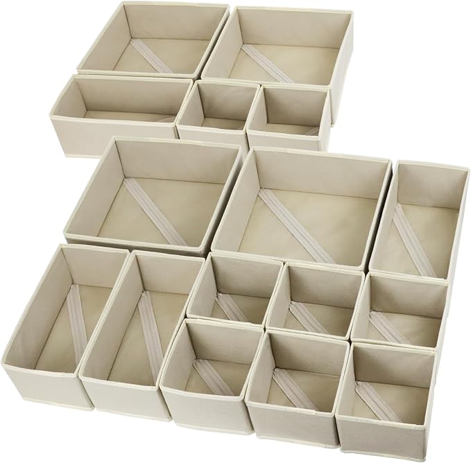 16 Pcs Drawer Organizer, Fabric Closet Organizer and Storage Baskets, Foldable - Image 3