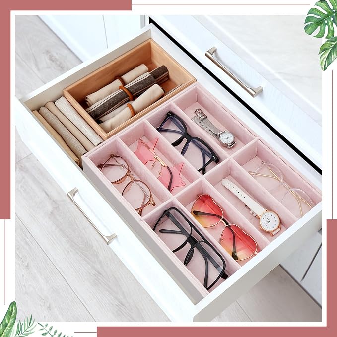 Amylove 2 Pcs Sunglass Organizer Trays Glasses Stackable Jewelry Trays Sunglass - Image 6