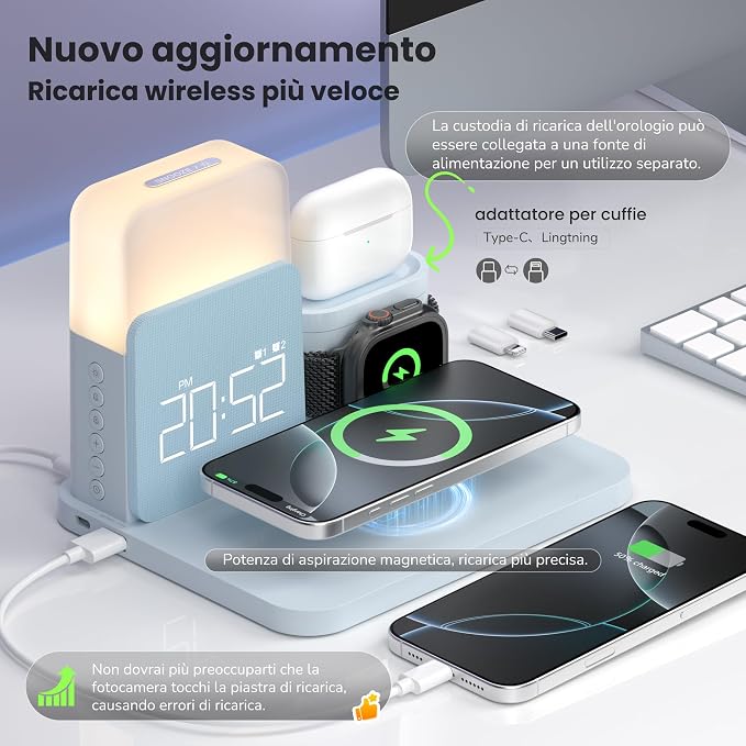 7 in 1 Wireless Charging Station, Alarm Clock - Image 2