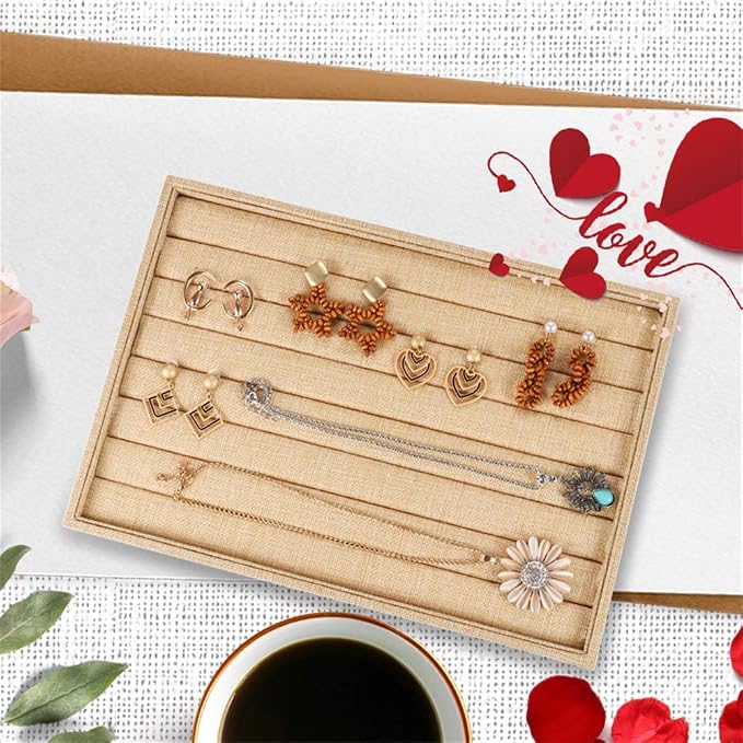 Valyria Sackcloth Stackable 7 Slots Ring Earring Tray Showcase Display Organizer - Image 2