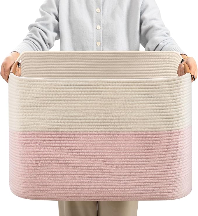 danpinera Woven Rectangle Storage Basket, Large Blanket Basket by danpinera