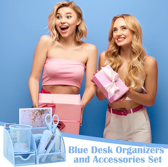 11 in 1 Blue Desk Organizer and Accessories - Image 7