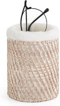Mkono Glasses Holder for Nightstand Rattan Plush Lined Protective Glass Stand by Mkono