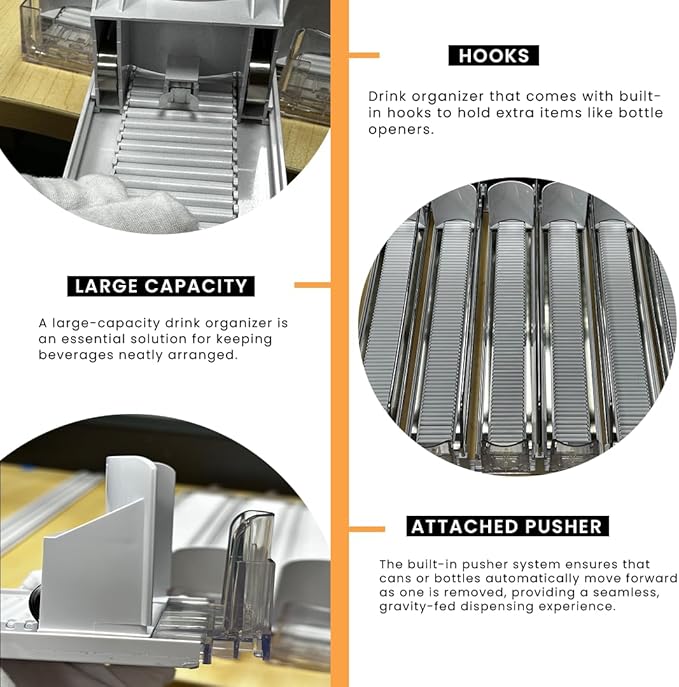 Soda Can Organizer with Automatic Can Pusher | Refrigerator Drink Organizer | - Image 5