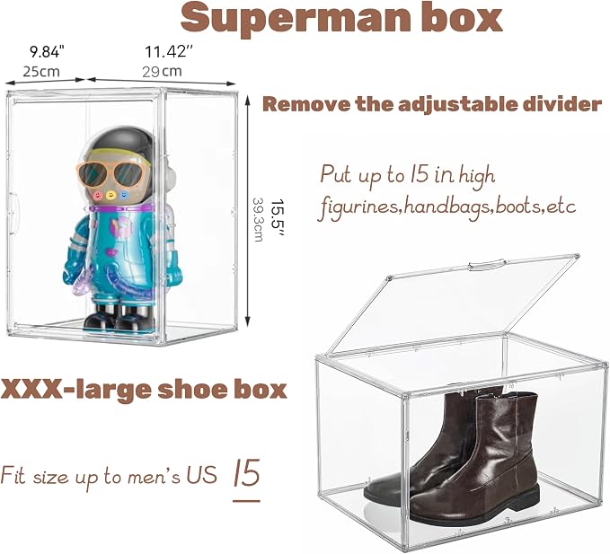 XXX-Large Clear Acrylic Display Case Boot Shoe Storage Boxes - Image 4