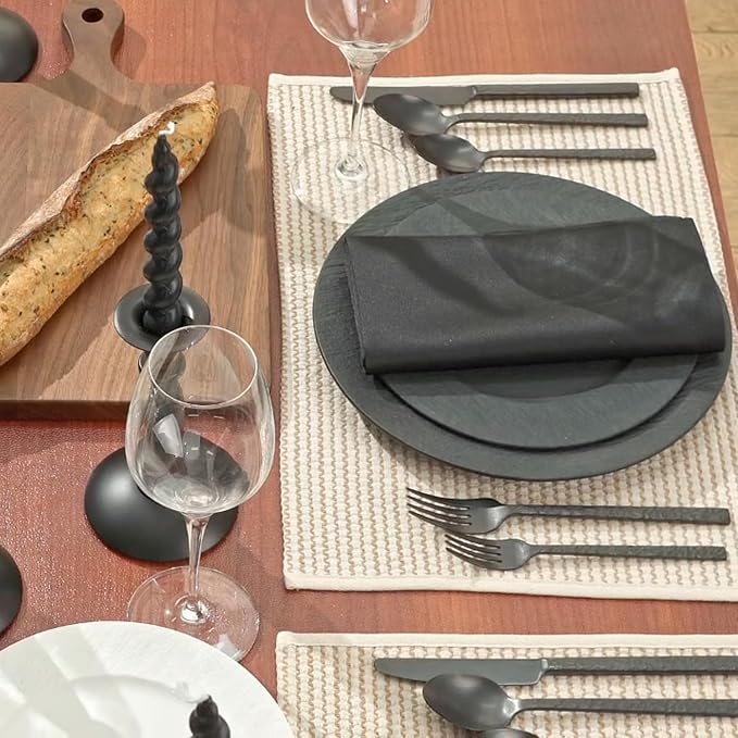 KINGSTONE 40 Pcs Black Hammered Silverware Set - Image 8