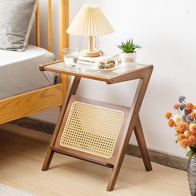 GOFLAME Rattan Side Table Set of 2, Z-Shaped End Table - Image 8