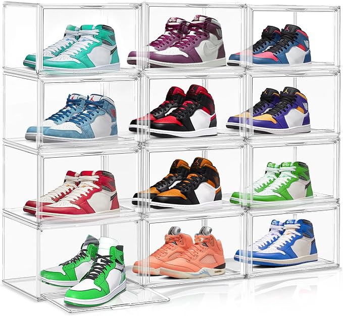 10 Pack Clear Shoe Storage Boxes Size 12 Stackable Sneaker Organizer Acrylic by EDSFAM