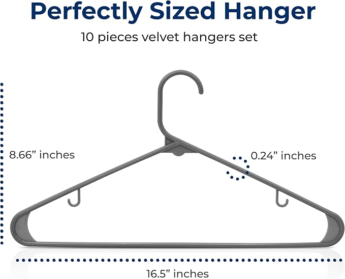 SereneLife Premium 10 Pack Plastic Hangers, Lightweight, Space Saving Clothes - Image 3