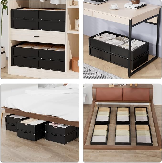 Bamboo Under Bed Storage Containers, Rolling Underbed Organizer - Image 4