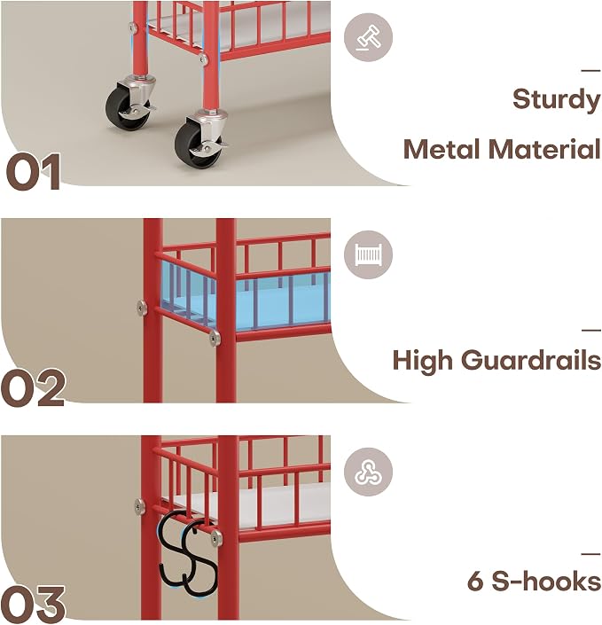 Slim Rolling Storage Cart 6 Tier, Metal Kitchen Rolling Utility Cart - Image 6
