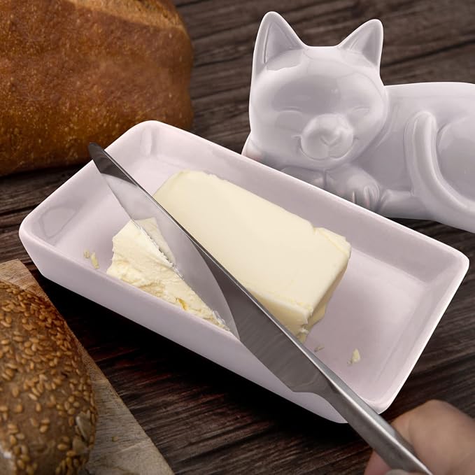 Adorable Cat Ceramic Butter Dish - Image 4