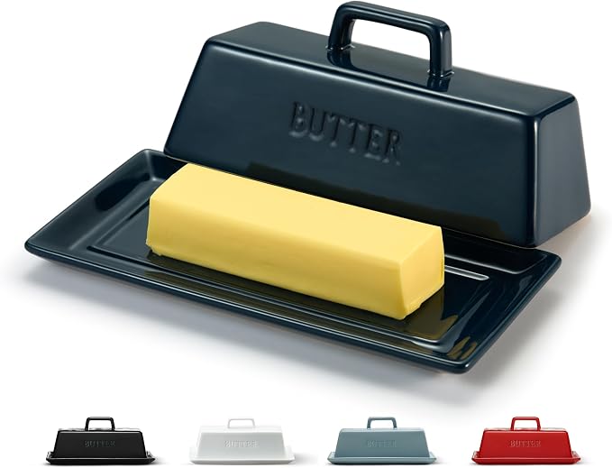 Kook Ceramic Butter Dish with Lid, Kitchen Countertop Butter Keeper, Serving by Kook