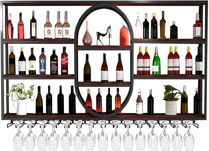 Large Wall Mount Wine Rack, Metal 4 Tier Large Capacity Hanging Bar Rack - Image 9
