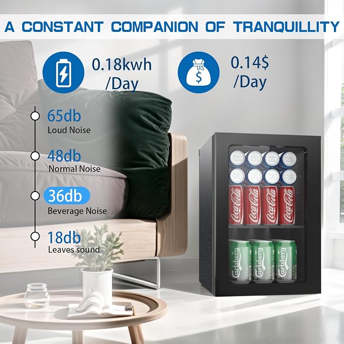 Compact Freestanding Beverage Refrigerator, 24 Can/0.9 Cubic Feet Mini Fridge - Image 3