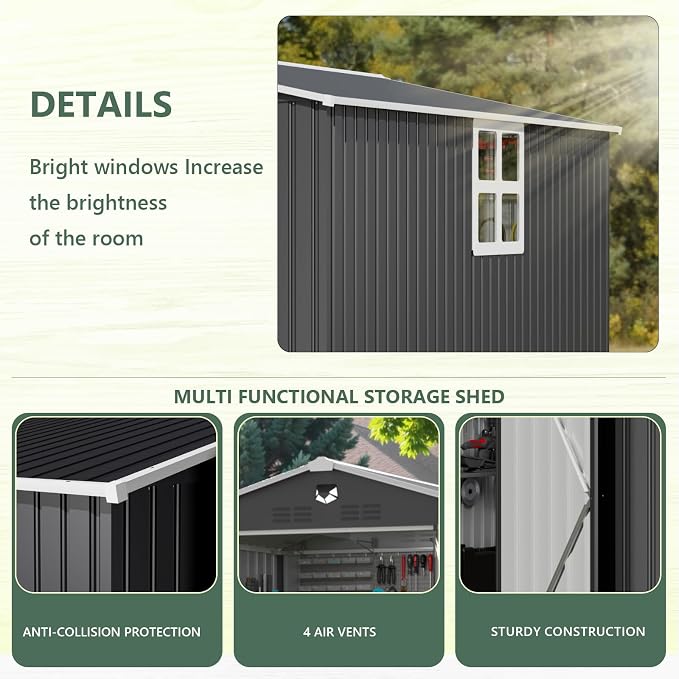 10x12 FTMetal Storage Shed, Outdoor Tool Sheds - Image 5