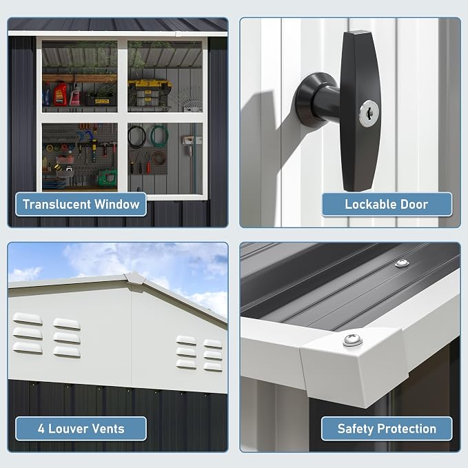 10x12 FT Outdoor Metal Storage Shed - Image 4
