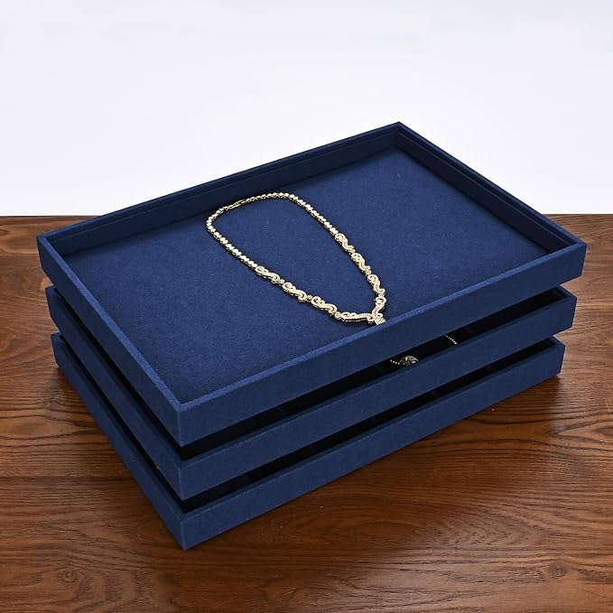 Microfiber Jewelry Tray Stackable Jewelry Drawer Organizer Trays Necklace - Image 5
