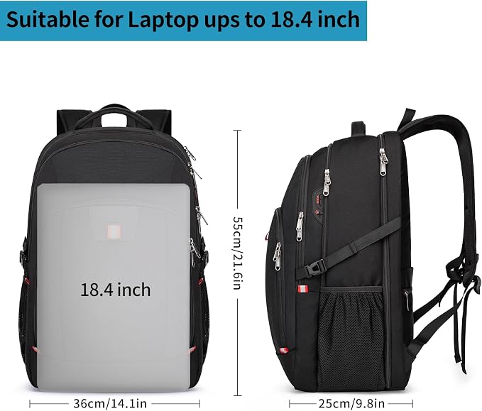 Della Gao Travel Laptop Backpack, 18.4 inch Extra Large Backpack - Image 2