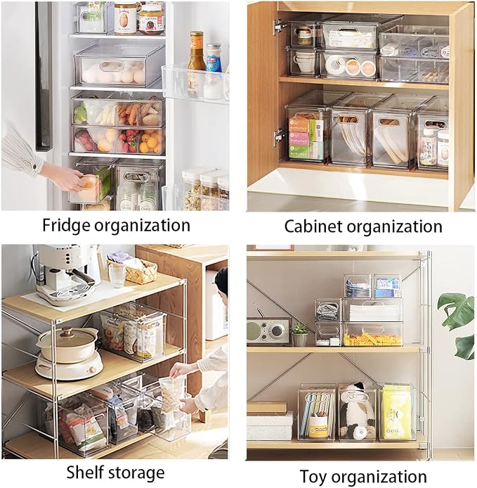 MineSign Set of 3 Stackable Refrigerator Organizer Bins Pull-Out Drawers - Image 5