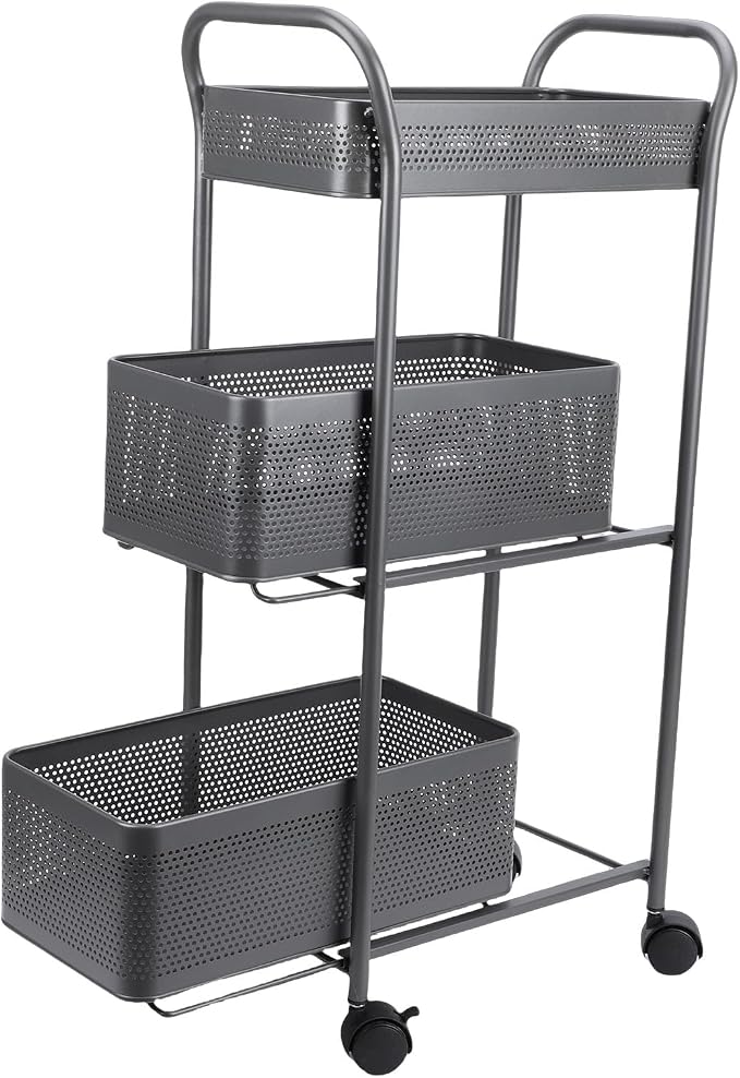 3 Tier Rolling Cart, Steel Multi Functional Movable Storage Organizer - Image 7