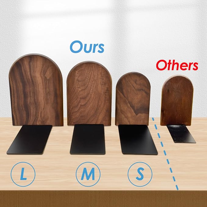 Book Ends, Sturdy Wooden Bookends - Image 2