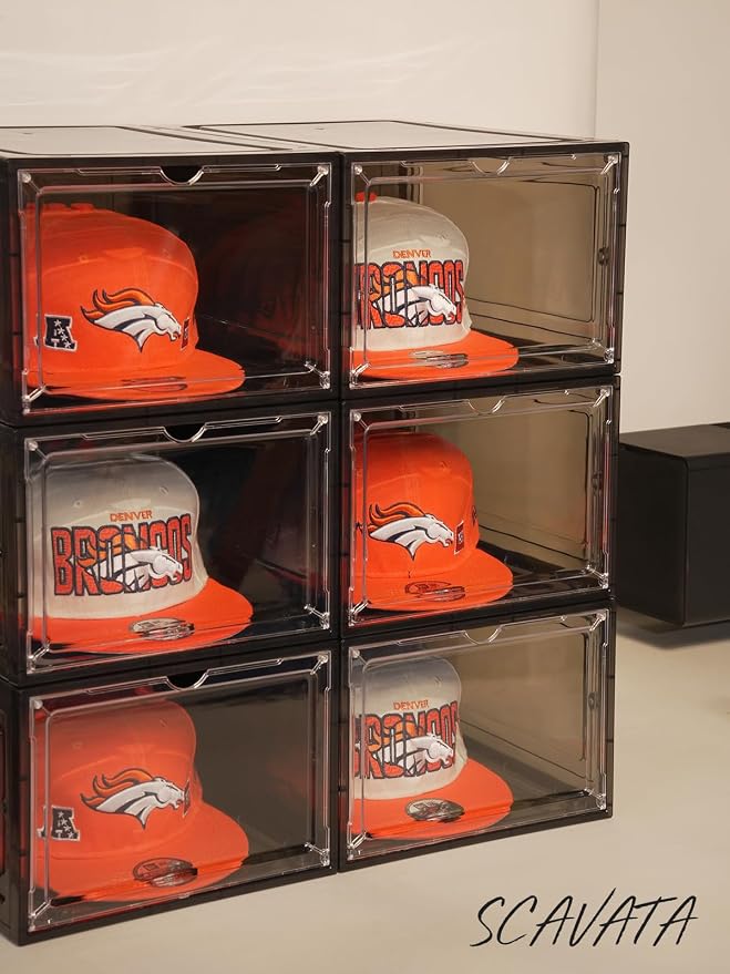6 Pack Hat Organizer Box, Stackable Clear Baseball Caps Holder Box Containers - Image 7