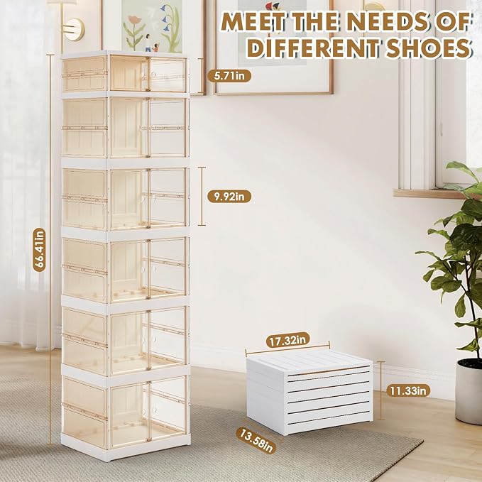 MGWILL Foldable Shoe Rack, Collapsible Shoe Organizers - Image 2
