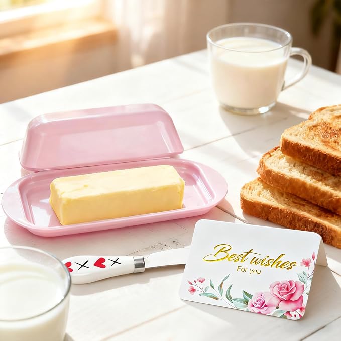 Butter Dish with Lid and Knife, Durable Countertop & Fridge Butter Keeper - Image 9