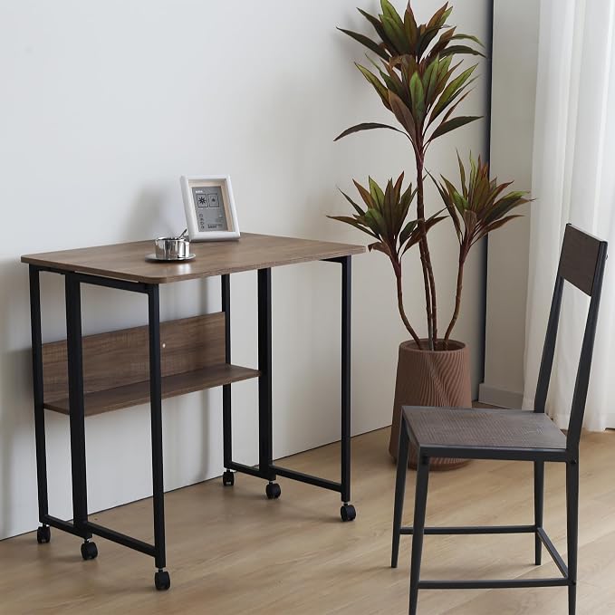 Mobile Foldable Desk w/Wheels and Feet Pads, Foldable Computer Desk, Folding - Image 2